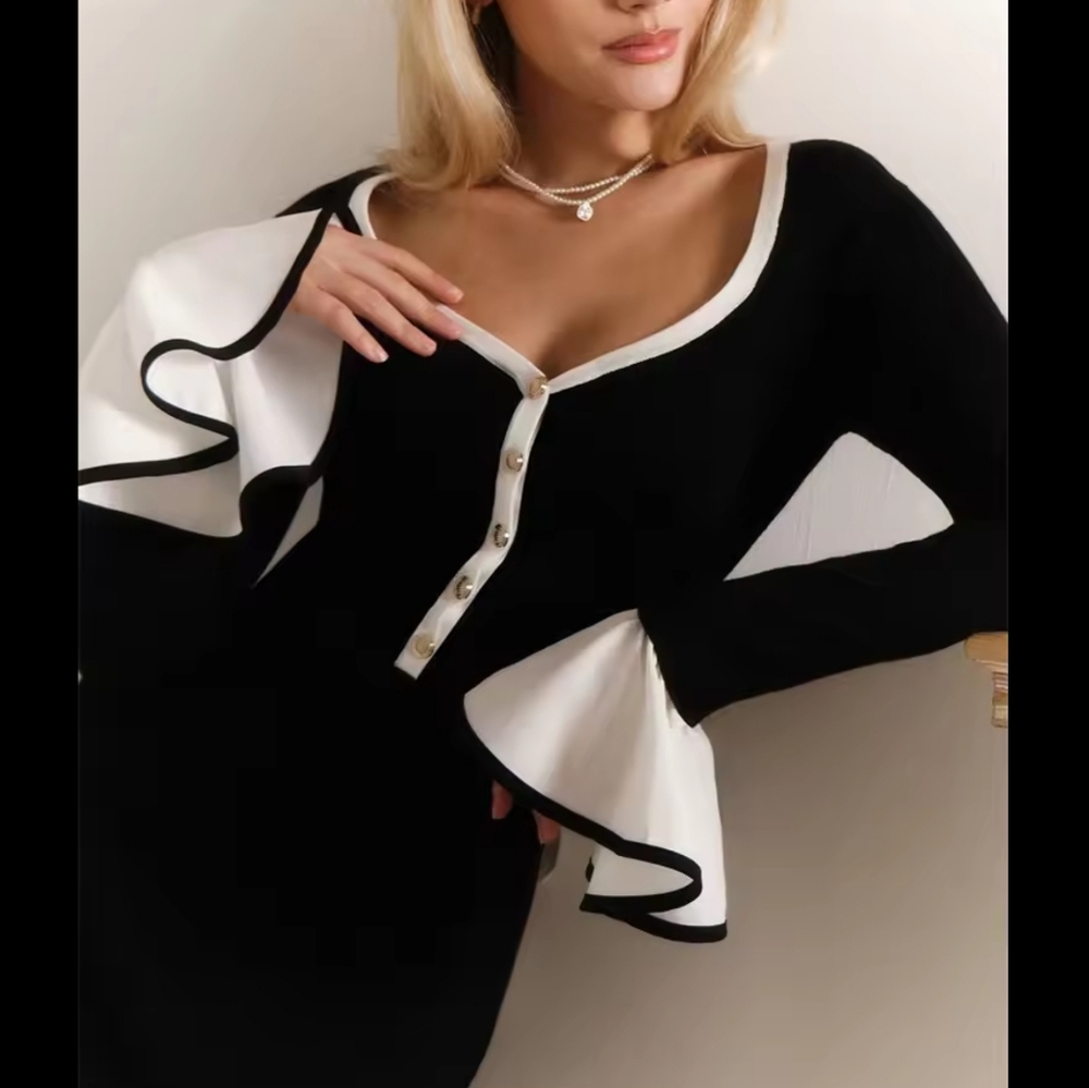 Backless Tee Bow Mini Dress Female Slim High Waist Fashion Elegant Party Dress - Picture 3 of 7
